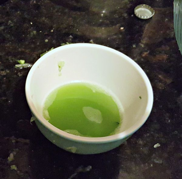 A small bowl of cucumber juice